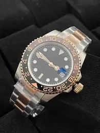 lyxig rörelse titta på yachtmaster mekaniska klockor gmt fabrik aaa mens automatisk 40mm rostfritt stål blå svart keramik