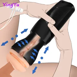 3 Modo Masculino Masturbação Automática Mão Livre Realista Vagina Estimulador Telescópico Para Homens Base de Sucção Buceta Masturbador