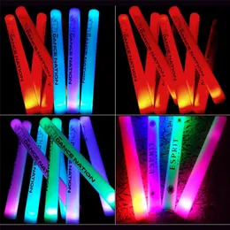 30st RGB LED Glow Sticks Lighting Foam Stick Colorful Flashing For Party Decoration Wedding Concert Födelsedag Anpassad 220527