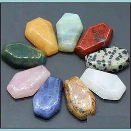 Stone Loose Beads Jewelry Natural Crystal Coffin Shape Ornaments Reiki Healing Chakra Quartz Mineral Tumbled Gemstones Hand Piec Dhk2X