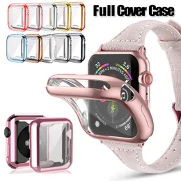 360 Full Protection Soft TPU Cases Front Screen Protector Electroplated Plating Protective Cover For Apple Watch iWatch series 7 6 5 4 3 2 41mm 45mm 44mm 42mm 40mm 38mm
