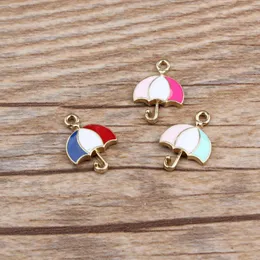 Pendant Necklaces 10pcs/Lot 11 17MM Umbrella Charms Gold Tone Plated Oil Drop Colorful Earring Bracelet Necklace Keyring PendantsPendant