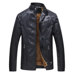 Leather Jacket Men Winter Fleece Motorcycle PU Leahter Jacket Male Stand Collar Casual Windbreaker Hombre Slim Coat 5XL 6XL 220816