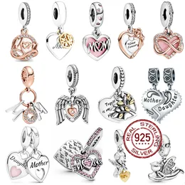 925 Silver Fit Pandora Charm 925 Armband Heart Mom Family Dangle Dream Catcher Beads Charms Set Pendant Diy Fine Pärlor smycken