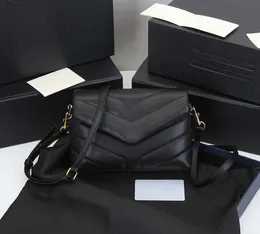 Designer Bagstop Di qualità Designer borse di lusso borse borse quadrate a catena di loulou sacchetti di pelle vera sacchetti di sponnera di alta qualità flappag nero e