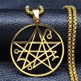 Pendant Necklaces Stainless Steel Necronomicon Gold Color Chain Necklace Satanic LOVECRAFT CTHULHU Patchsatanic PIN Jewelry N3038S06Pendant
