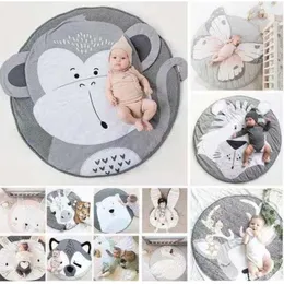 Tapetes de bebê brincar de tanta brinquedos de algodão Born rastreador manta de animal redondo tapete de piso de piso crianças garotas quarto berçário decorpetes de decoração de berçário