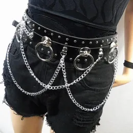 Belts Sexy Punk Leather Wide Belt Chain Gothic Rock Harness Body Bondage Waist Metal Big O-ring Suspenders AccessoriesBelts