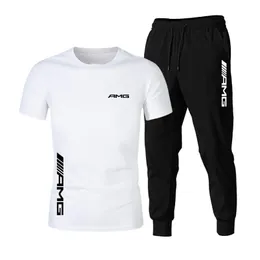 여름 AMG 패션 트렌드 남성용 양복 개인화 된 패션 인쇄 스포츠 단락 티셔츠 스포츠 캐주얼 바지 220608