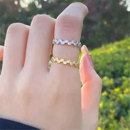 Ring aus echtem 925er-Sterlingsilber, Blasenform, Größe 6–9, 18 Karat Gold, 5A, Zirkonia, Ringe für Damen, Party, Urlaub, Valentinstag, Freund, Geschenk, Ring, Modeschmuck, mit Box