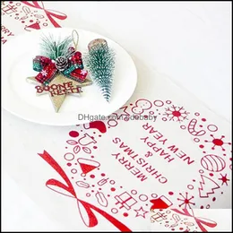 Table Runner Cloths Home Textiles Garden 6Styles Kitchen Dining Livingroom Tableer Merry Christmas Xmas T Dh6Hb