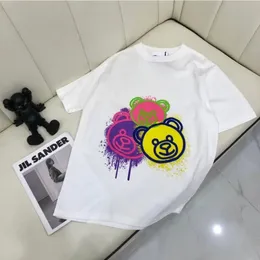 T-shirt herr dam sommar ny kvalitet kortärmad märkesdesigner Little bear tryck rund hals lyxiga halvärm bas skjortor