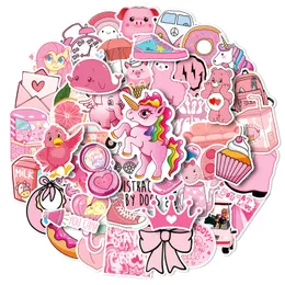 Pack of 50Pcs Cartoon Pink Stickers for Girls Gifts No-Duplicate Waterproof Vinly Sticker for Luggage Skateboard Notebook Helmet Water Bottle Car decals