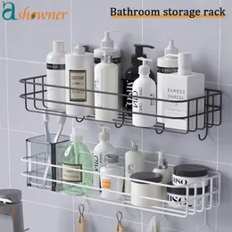 Bathroom Shelf Shampoo Storage Rack Bath Hanging Basket Iron Cosmetic Holder PunchFree Kitchen Seasoning Organizer Accessories 220527