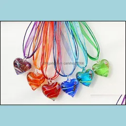 Подвесные ожерелья подвески ювелирные изделия Murano Glass 6color Heart Cashlace Fashion for Women Gift Смешанный цвет D DHJ24