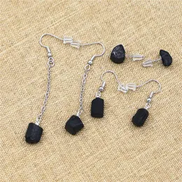 Dangle & Chandelier 12 Pairs Wholesale Natural Stone Black Tourmaline Earrings Repair Ore Can Be Used For Jewelry Making Accessories