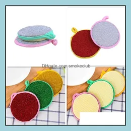 Sponges Scouring Pads Household Cleaning Tools Housekee Organization Home Garden Colored Round Shaped Double Side Non Stick Oil Kitchen Dr