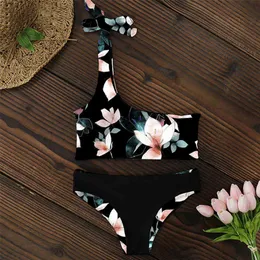 Bikini Women Swimwear Push Up Swimsuit One Shoulder Print Brazilian Bikini Set Biquini Bathing Suit Beach Swimming Suit 210319
