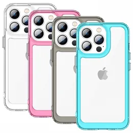 Metal Button TPU Space Cases Transparent Color Phone Case For iPhone 14 13 12 11 Pro Max XR XS Max 7 8 plus Samsung S22 Plus Ultra Shockproof Hard PC Cover