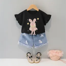 Lzh barnkläder sätter barn baby tjejer kläder t-shirt   jeans 2pcs outfit kostym sommar för 1-4 år 220419