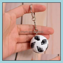 Nyckelringar mode accessoarer 3d sport fotboll nyckelring souvenirer pu läder för män fans smycken hänge pojkvän gåvor d dhjnm