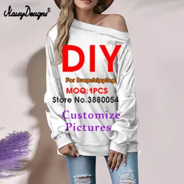 Noisydesigns Custom Lady Camicetta di grandi dimensioni Stampa Donna Casual Camicia a maniche lunghe con spalle scoperte Top Drop 220616