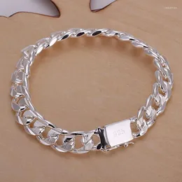 Łańcuch link męski bransoletka pulseras 925 Srebrny kolor 10 mm stal nierdzewna wykwintna moda luksusowy damski darowik lars22