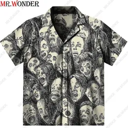 Mr.Wonder Neuheit 3D Herren Horror Anime Manga Shirt Cool s Casual Button Down Strand Kurzarm Hawaiian Tops 220330