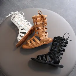 Summer Shoes Girls Gladiator Sandals Crosstied Boots For Baby Kids Casual Shoes Roma Lace up High Top sandalias botas 220621