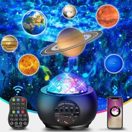 Light Lights Planet DQ-M3 Pluetooth-combatible water pattern Starry Sky Projector table مصباح الموسيقى للموسيقى للديكور الغرفة المنزلية الهدية