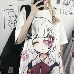 anime girl image print women tops tshirts Korean style t-shirts summer sweet fashion t shirts preppy couple clothes o-neck tee 220321