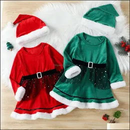 Mädchen Kleider Baby Kinder Kleidung Baby Mutterschaft Kleidung Weihnachten Plüsch Kleid Kinder Weihnachten Veet Prinzessin Dres Dhwfj