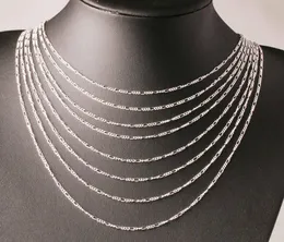 2 mm Figaroketten aus 925er Sterlingsilber, Schmuck für selbstgemachte Halsketten, Kette mit Karabinerverschlüssen, Größe 16, 18, 20, 22, 24, 26, 28, 30 Zoll