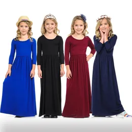 Fritidsklänningar Prinsessan Strandklänning Bohemian Maxi för flickor Blommiga Barn Långärmade Kläder Outfits Festkläder 220914