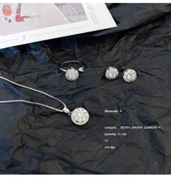 Earrings & Necklace Fashion Sweet Earring Ring Set Clear Zircon Design Luxury Women Jewelry Rotate Pendant NecklaceEarrings