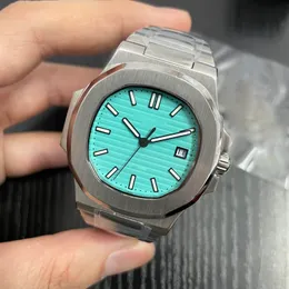 공장 남성 자동 이동 40mm 시계 라이트 블루 다이얼 한정 Nautilus Classic 5711 시계 투명 백 손목 시계