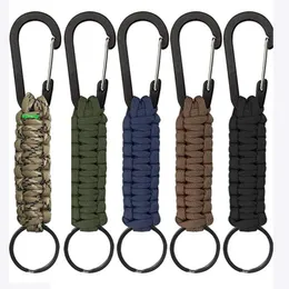 Utomhus prylar karabiner överlevnad nyckelring satser fly paracord krok för vandring camping rese nyckelring bergsklättring spänne karabiners verktyg