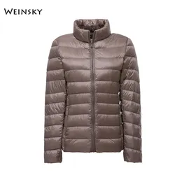 Vinterkvinnor Ultralight Thin Down Jacket White Duck Down Jackets full ärm varm kappa Parka Kvinnlig bärbar outwear 220801