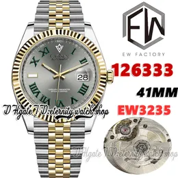 EWF V3 ew126333 Cal.3235 EW3235 automatyczny męski zegarek 41 mm karbowana ramka rzymska szara tarcza dwutonowa bransoleta ze stali 904L z tą samą seryjną kartą gwarancyjną zegarki wieczne