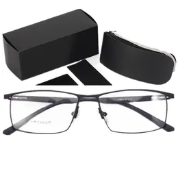 New superlight men business glasses frame optical half-rim rectangular mental 57-16-146 for Male prescription eyeglasses fullset design case