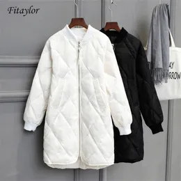 Fitaylor Nieuwe Winter Long Womens Down Jackets Ultra Light Witte Duck Down Coat Oversize White Puffer Jacket Slim Autumn Parkas T200910
