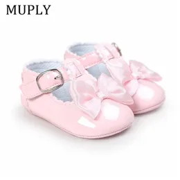 born Girls PU leather Buckle First Walkers Big Bow Summer Princess Party Wedding Baby Girl Shoes 220701