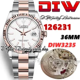 DIWF DIW126231 SA3235 Автоматические мужские часы 36 мм двухтонные розовые плотные рамки Безел -маркеры 904L Oystersteel Bracelet Super Edition Eternity Watches