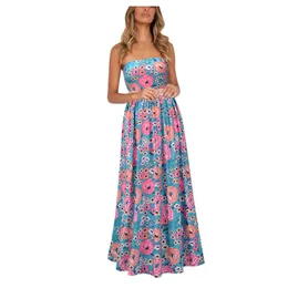 Lässige Kleider Mode Damen Sleevele Kleid Trägerlos Blumen Lange Taille Hohe Schwarz Mit Für Frauen Maxi Jeans WomenCasual