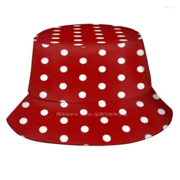 Berretti Rosso Bianco Motivo a pois Berretto estivo unisex Protezione solare Cappello Fragola Rouge Berry Fruit Ruby Sweet Cute Funny DotsBerets Wend22