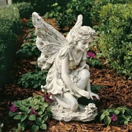 Fairy Statue Butterfly Outdoor Sculpture Garden Courtyard Art Deco Angel Turek Decoration 220721