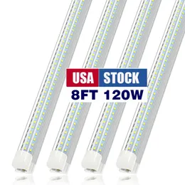 JESLED LED Tube Light, Shop Lights, 8FT 120W 12000lm, 6500K Cool White D-Shape Clear Cover, Hight Output, for Garage, Warehouse Stock In USA