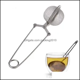 TEA INFUSER 304 Rostfritt stål Sphere Mesh Sile Coffee Herb Spice Filter Diffuser Handle Ball LX8025 Drop Delivery 2021 Tools Drinkwa