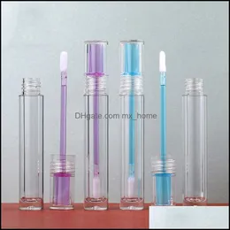 Packing Bottles Office School Business Industrial 5Ml Color Empty Lip Gloss Tubes Bottle Mini Refillable Lips Balm Container With Brush Pl