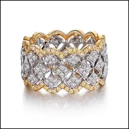 Avalias de casamento Tamanho das jóias 5-10 Luxo deslumbrante 925 Sterling Siergold Pavorvento Branco Sapphire CZ Diamond Women Women Bridal Ring Drop Deliv